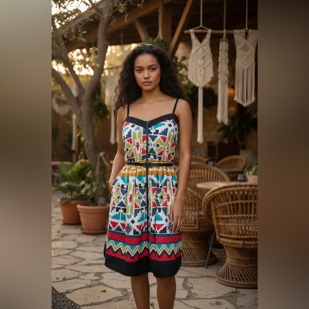 Just Ginger Aztec dress size Medium multicolored